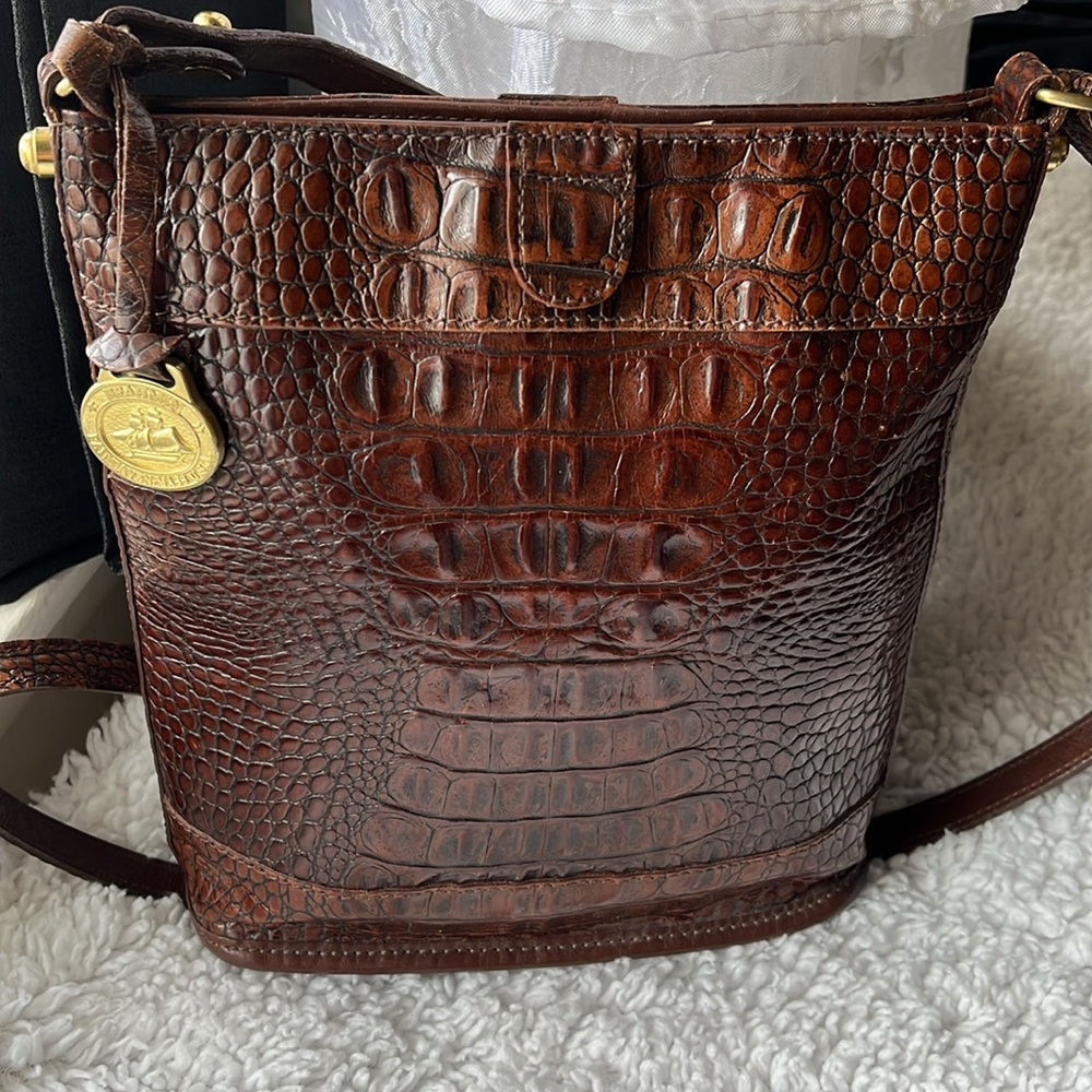 Authentic Brahmin Bag, Rare Vintage Embossed Crocodile Brown Crossbody